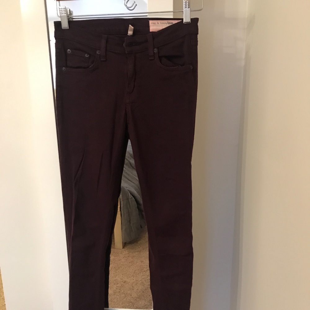 Maroon Rag & Bone Skinny Jeans